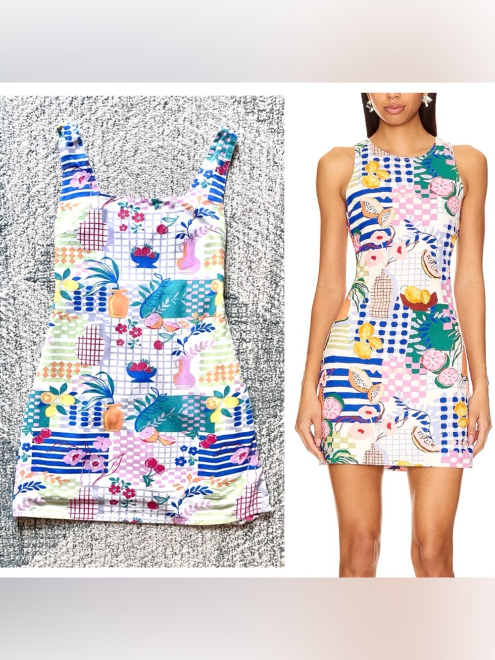 JAPNA Retro Picnic Print Dress Fruit Flower Kitchen Pattern - Picture 3 of 8
